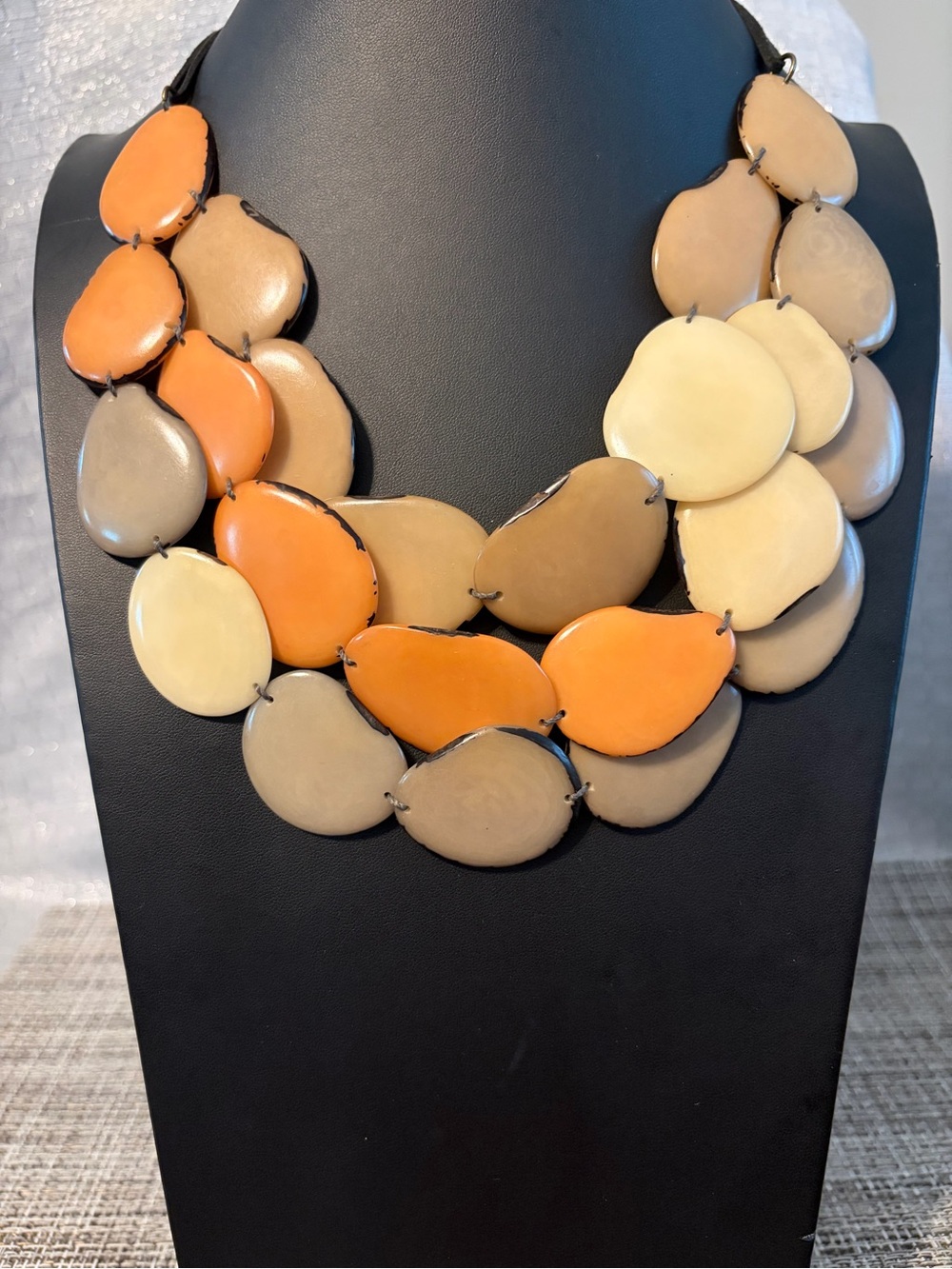 Multi-Tone Orange & Beige Statement Necklace - Women Jewelry